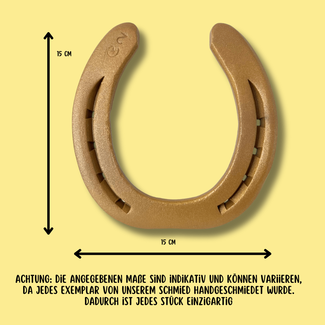 Goldenes Hufeisen – mit oder ohne Text - Hoefijzergeschenk.nl